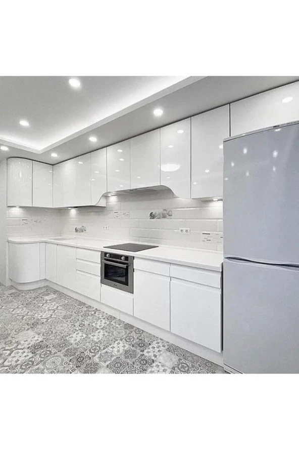 Renkli Duvarlar Parlak Beyaz 50x100cm Yapışkanlı Folyo Mutfak Dolap Ve Mobilya Kaplama Folyosu - 4