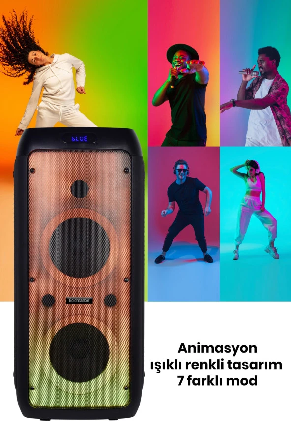 GOLDMASTER X65 TAŞINABİLİR IŞIKLI NEON DJ BOX SES SİSTEMİ BATARYALI - 6