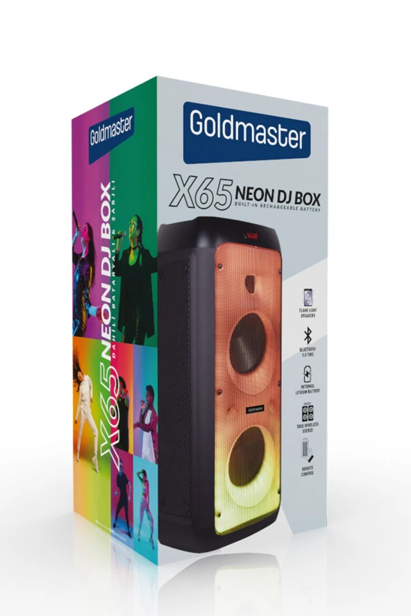 GOLDMASTER X65 TAŞINABİLİR IŞIKLI NEON DJ BOX SES SİSTEMİ BATARYALI - 8