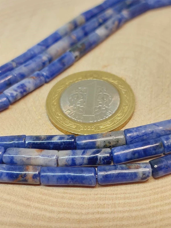 Sodalit Taşı Silindir Kesim 4x12.5mm Dizi (49364) - Resim 2