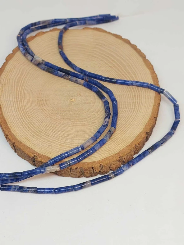 Sodalit Taşı Silindir Kesim 4x12.5mm Dizi (49364) - Resim 3