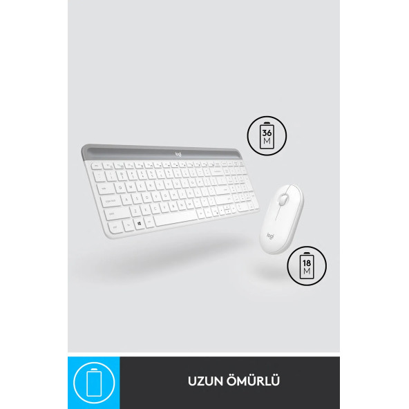 logitech MK470 Kablosuz İnce Türkçe Klavye Mouse Seti - Beyaz - 2