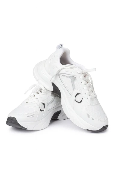 +7 CM Boy Uzatan Kadın Sneaker | Gizli Topuklu, File Detaylı Spor Ayakkabı - Resim 3