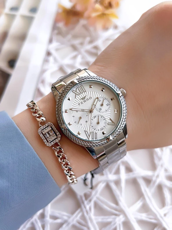 Ferro Gümüş Renk Takvimli Renk Kararmaz Renk Atmaz 3 Atm  Özel Tasarım Kadın Kol Saati EFL2112A - Resim 2