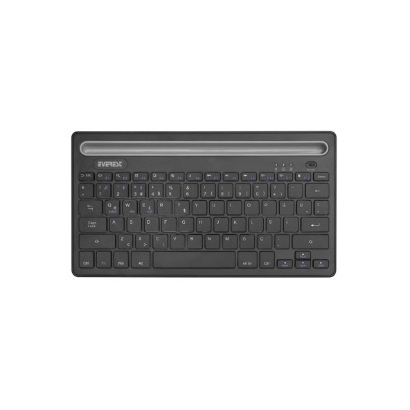 Everest Kb-bt82 Siyah Bluetooth Ultra Ince+şarjlı Mac/win/android/ıos Uyumlu Tablet Standlı Kablosuz Klavye