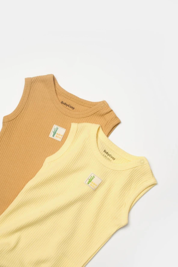 Bebek 2 Parça Kolsuz Body, %50 Bambu - %50 Organik Pamuk, Bebek ve Yenidoğan Serisi - CSYB9013 - 7