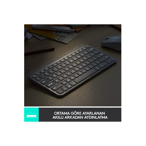 Logitech Mx Keys Mini Minimalist Kablosuz Bluetooth Aydınlatmalı Türkçe Q Klavye - Siyah - 3
