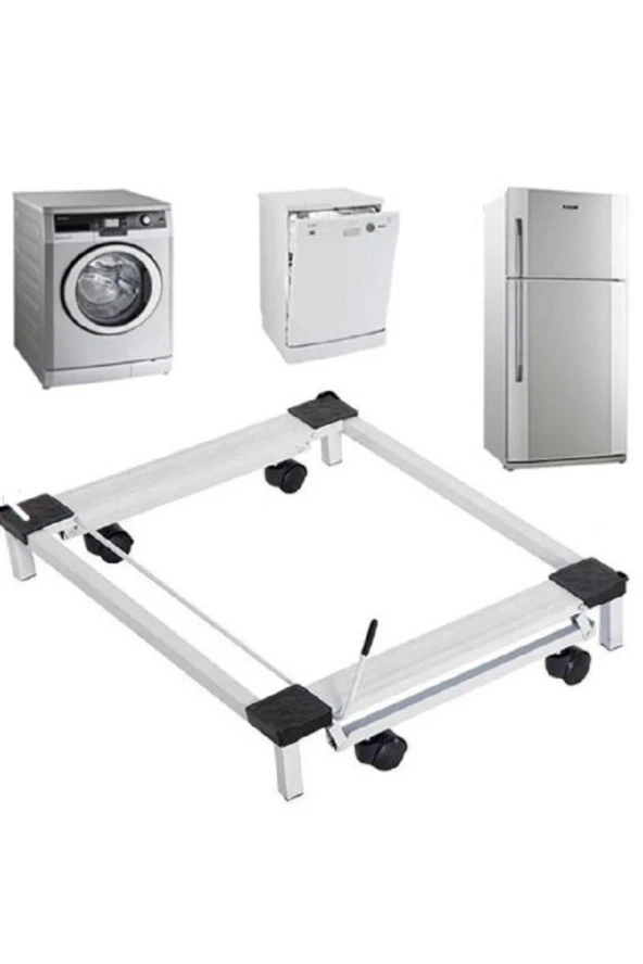 Trendesk   Metal Çeksür Çamaşır Makinesi Taşıma Buzdolabı Makine Altlığı Tekerlekli Beyaz Eşya Taşıyıcı