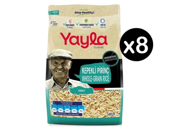 Yayla Gurme Kepekli Pirinç 500 gr 8 Adet