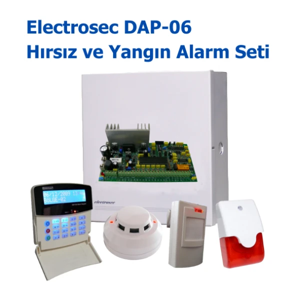 Electrosec DAP-06 Kablolu Hırsız ve Yangın Alarm Seti 6 Bölgeli - Resim 2