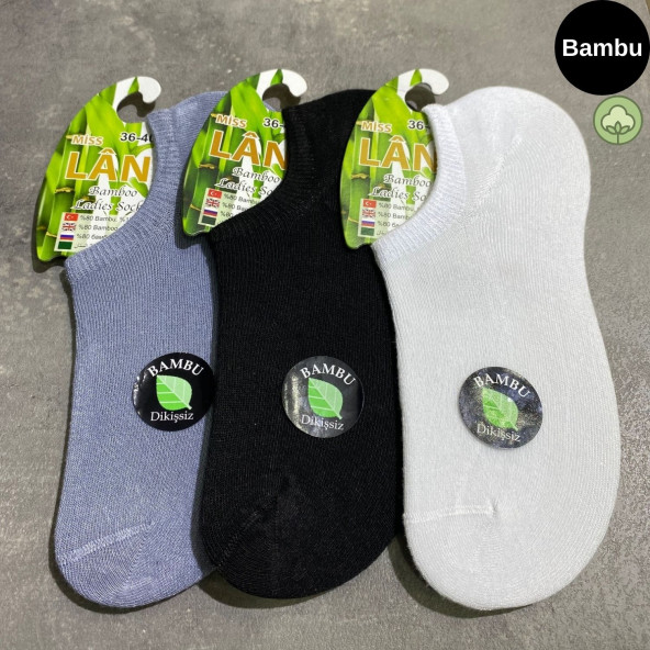 3 Çift Bambu Dikişsiz Hassas Dokuma Görünmez Terletmez Çorap