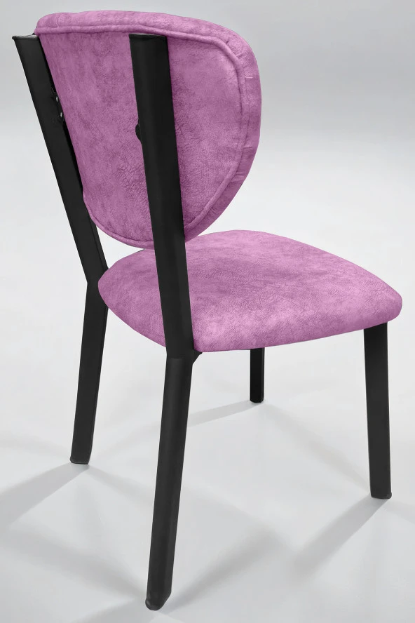 Nemeron Mutfak Masa Sandalyesi Kafe Restoran Yemek Odası Kapitone Sandalye Silinebilir - Pembe - 3