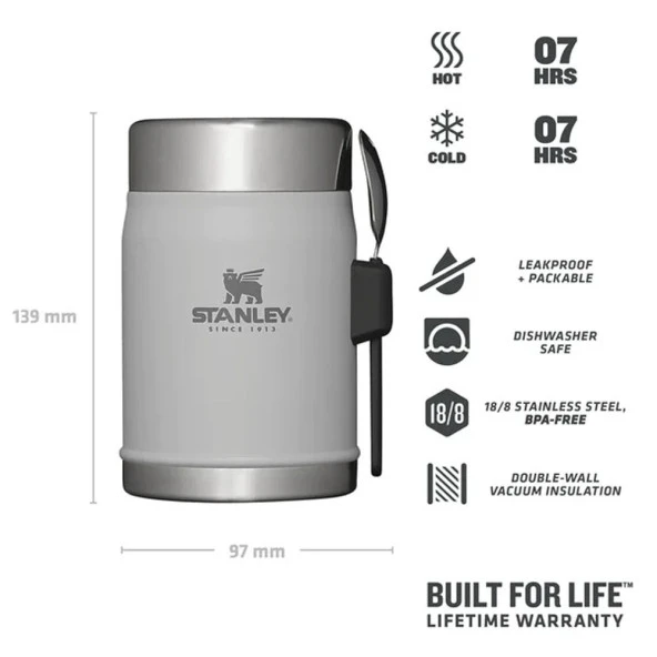Stanley Klasik Paslanmaz Çelik Yemek Termosu Kaşıklı 0,40 LT - Ash - 4