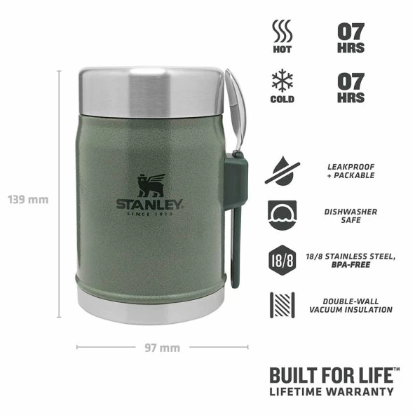 Stanley Klasik Paslanmaz Çelik Yemek Termosu Kaşıklı 0,40 Lt - Hammertone Green - 4