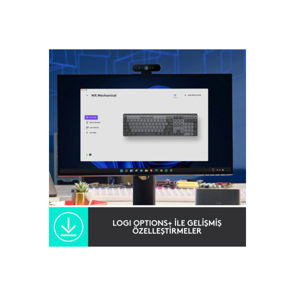 logitech Mx Mechanical Kablosuz Aydınlatmalı Ingilizce Q Performans Klavyesi - Siyah - 2