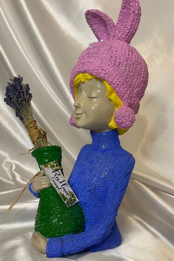 Poli Çiçek Tutatn Kadın Biblo El İşi Hand Made - Resim 7