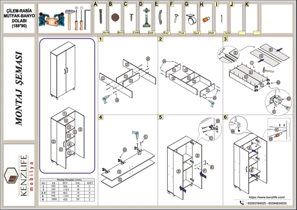Kenzlife 2 kapılı dolap çilem 188*090*032 cvz kilitli ayaklı banyo mutfak ofis kitaplık ayakkabılık kiler - Resim 7