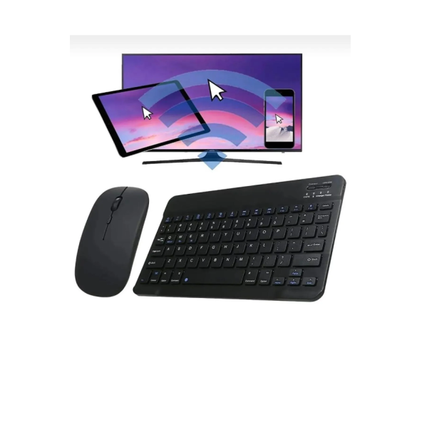 QASUL IPad Xiaomi Samsung Huawei Tablet Laptop Uyumlu Bluetooth Bağlantılı Klavye+Mouse Set - 2
