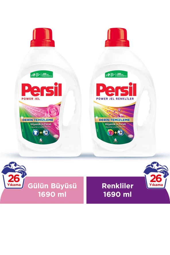 Persil Power Jel Çamaşır Deterjanı Gülün Büyüsü 2 x 1690 ML 52 Yıkama