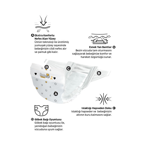 Paddlers Protection Bebek Bezi 2 Numara Mini 240 Adet (3-6 Kg) Ekstra Jumbo Set - Resim 2