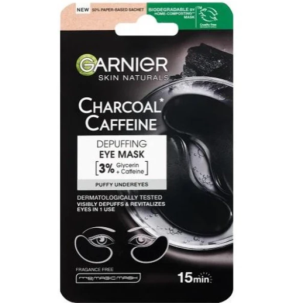 Garnier Charcoal Caffeıne Göz Şişliğine Karşı Göz Kağıt Maskesi