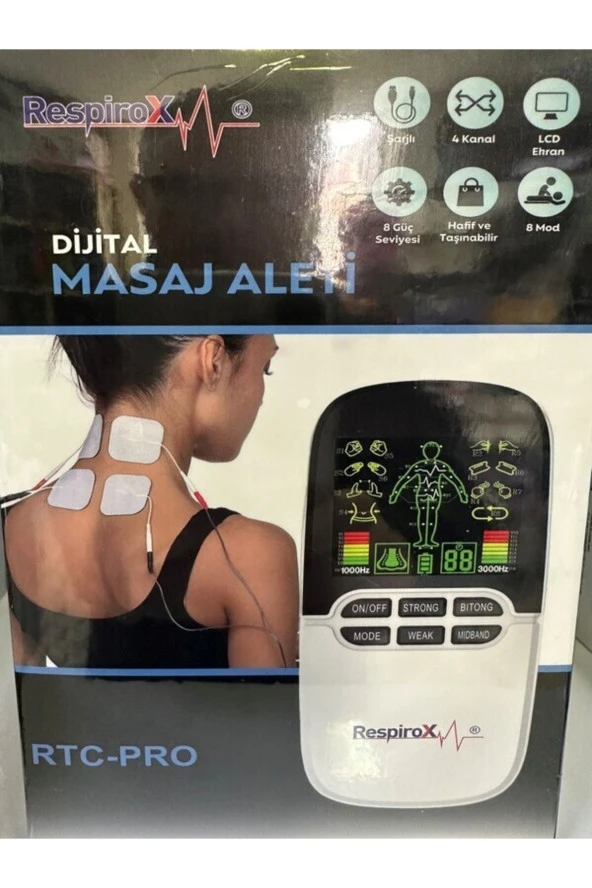 RESPİROX Rtc-Pro Renkli Dijital Masaj Aleti Tens 8 Kanallı Şarjlı (8 Pedli) - 4