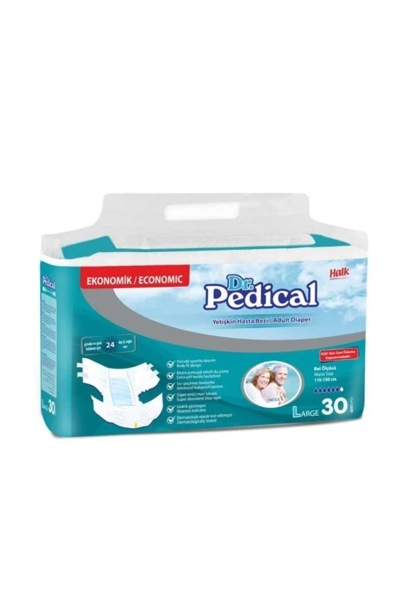 DR.PEDİCAL Hasta Altı Bezi Tekstil Yüzey Large Bel Bantlı 30 Luk