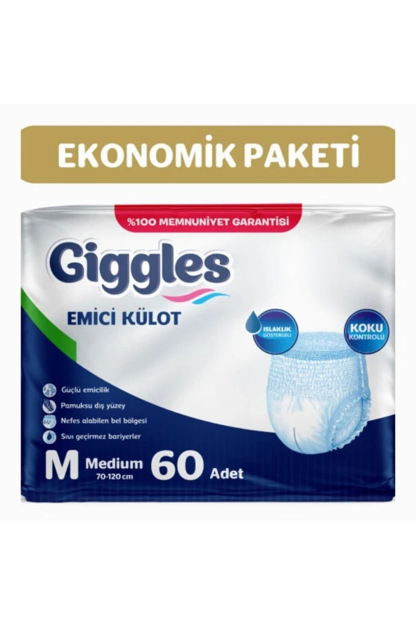 GİGGLES Yetişkin Emici Külot Medium 30'Lu 2 Paket 60 Adet
