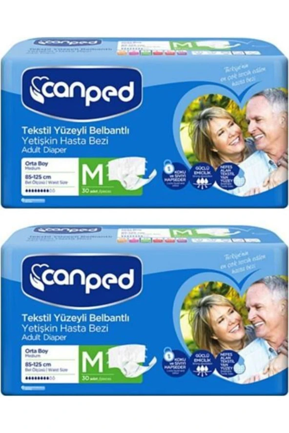 CANPED Tekstil Yüzeyli Belbantlı Hasta Bezi Medium 30'Lu - Resim 2