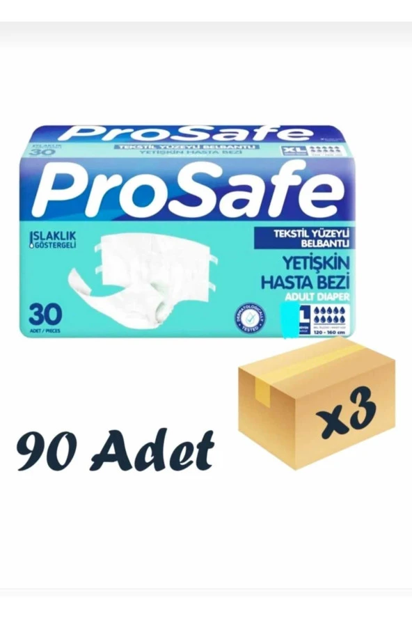 PROSAFE Tekstil Yüzeyli Bel Bantlı Yetişkin Hasta Bezi Large 30'Lu 3 Paket 90 Adet - Resim 3