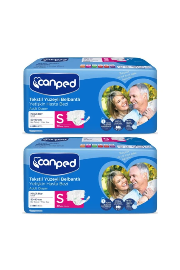 CANPED Belbantlı Tekstil Yüzeyli Hasta Bezi Küçük 60'Lı 2X30 ürün görseli