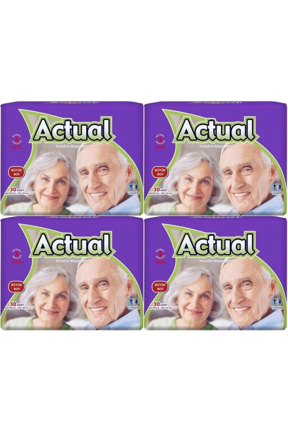 ACTUAL Yetişkin Hasta Bezi Bel Bantlı L-Büyük 120 Adet (4Pk*30)