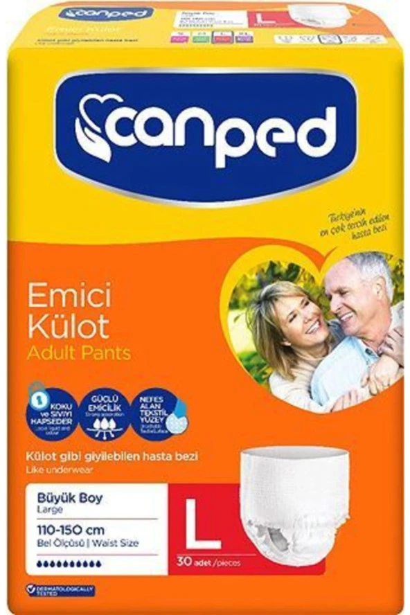 CANPED Emici Külot Hasta Bezi Büyük Boy Large 30 Adet Eko Paket