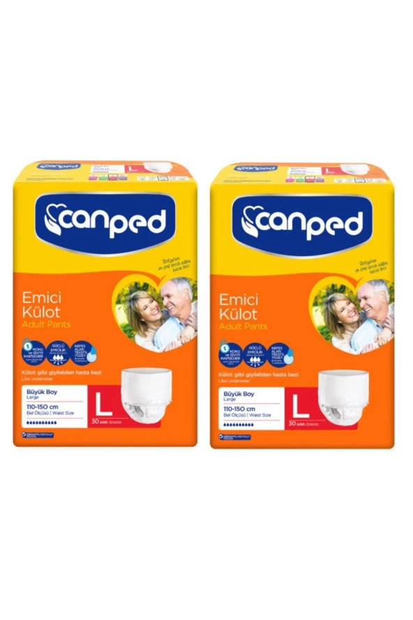 CANPED Emici Külot Büyük Boy L 30'Lu 2 Paket 60 Adet Hasta Bezi - 1