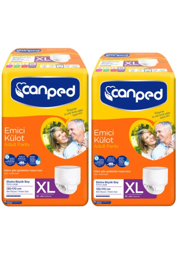 CANPED Emici Külot ( 60 Adet ) 30 Lu 2 Paket Hasta Alt Bezi Xl