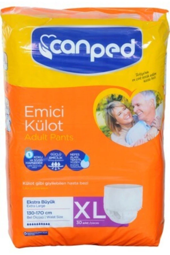 CANPED Emici Külot Yetişkin Hasta Bezi Ekstra Large 30 Lu Paket Bel Çevresi 130Cm-170Cm ürün görseli 1