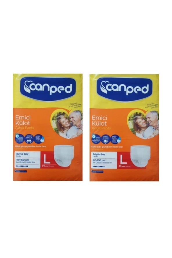 CANPED Emici Külot 60 Adet Large Büyük 2X30'Lu Hasta Bezi