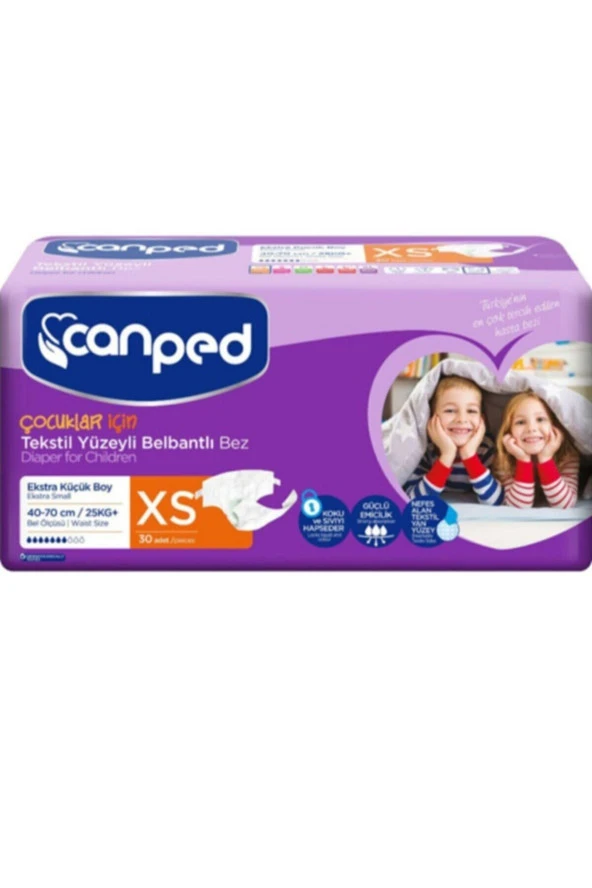 CANPED Belbantlı Tekstil Yüzeyli Çocuk Hasta Bezi 30'Lu ürün görseli