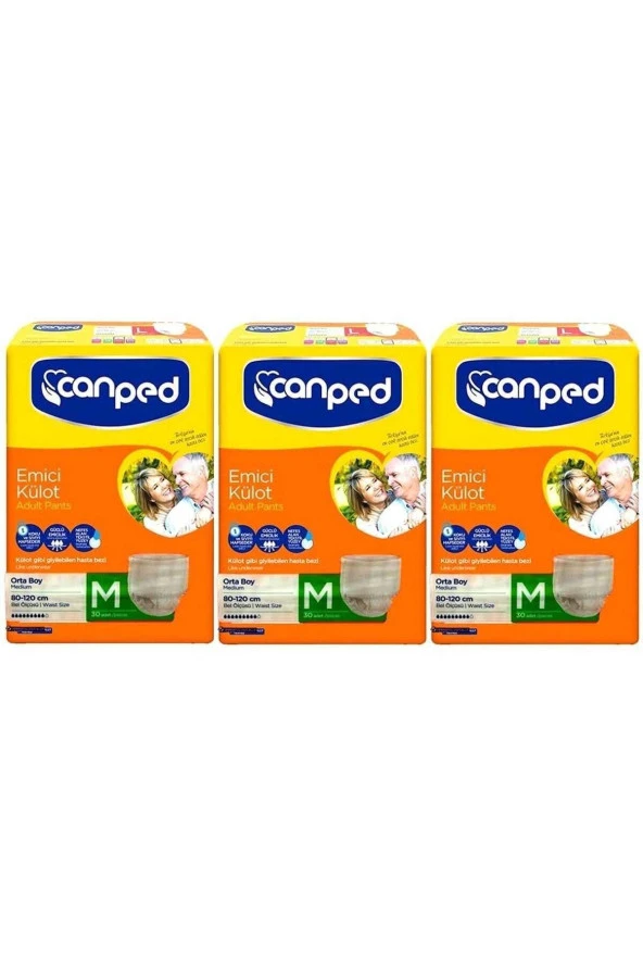 CANPED Emici Külot Hasta Bezi Ekonomik Paket 3'Lü Set 90 Adet Medium ürün görseli