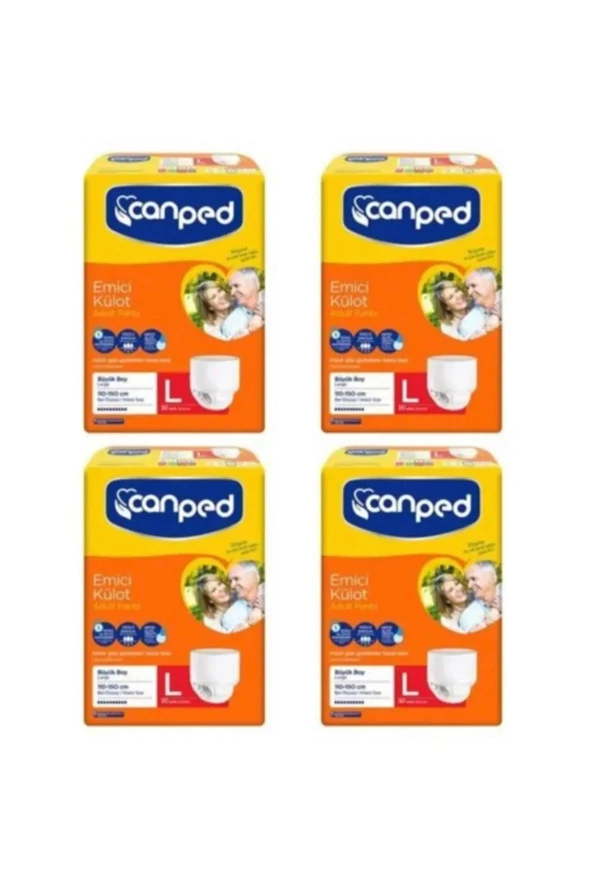 CANPED Emici Külot Hasta Bezi Ekonomik Paket 4X30'Lu 120 Adet Büyük Boy (Large)