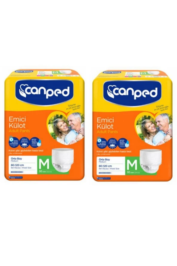 CANPED Emici Külot Hasta Bezi Orta Boy Medium 2 Paket 60 Adet ürün görseli