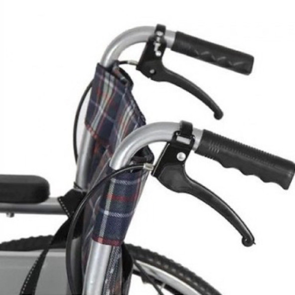 WİTRA E100 Standart Manuel Tekerlekli Sandalye Ekose Kumaş- Hasta Transfer Sandalyesi - Resim 3