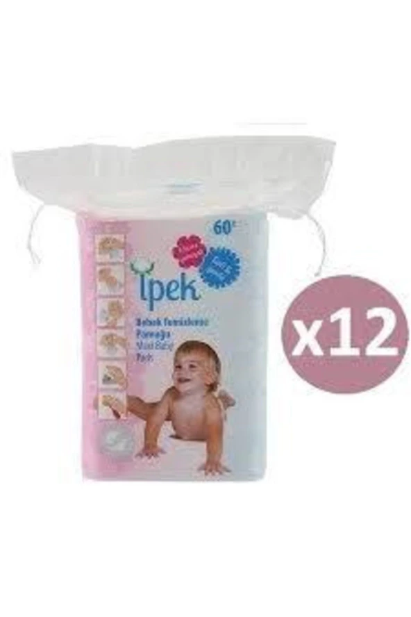 İPEK Bebek Temizleme Pamuğu 60 Adet X 12 Paket