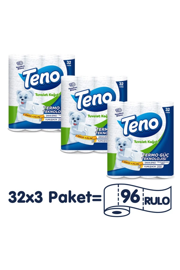 TENO Avantaj Paket Tuvalet Kağıdı 96 Rulo (32 Rulo X 3 Paket)