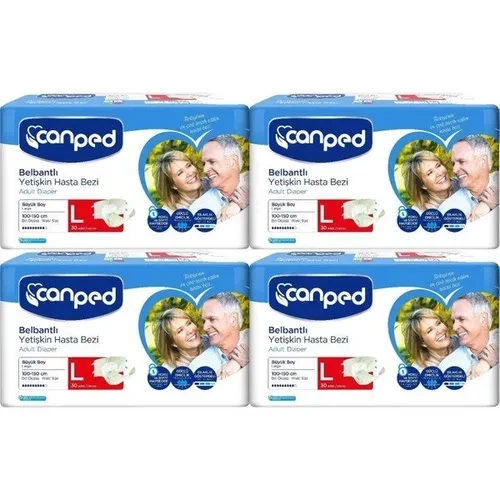 CANPED Belbantlı Polietilen Hasta Bezi Büyük Boy(L) 30'Lu 4 Paket ürün görseli