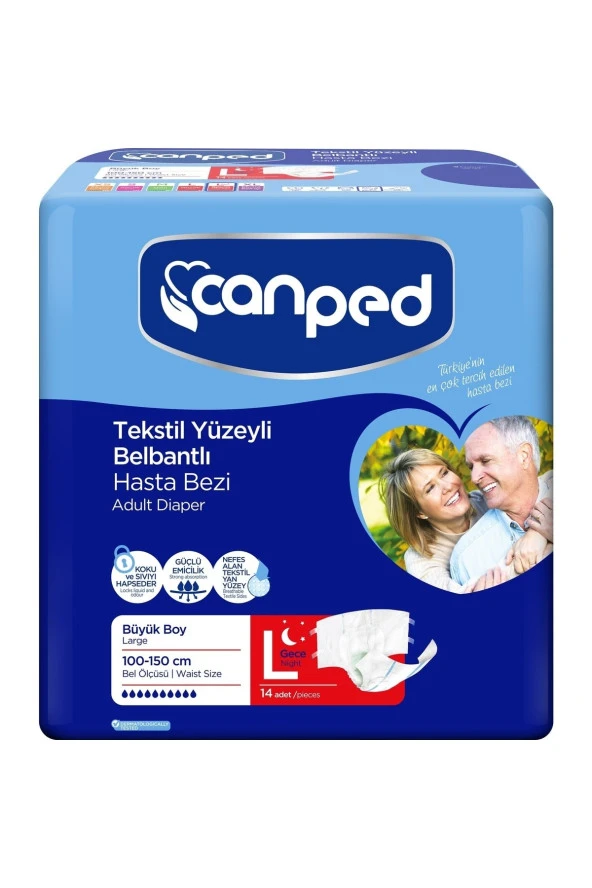 CANPED Belbantlı Gece Büyük Eko (Large/Night) Hasta Bezi 14 Adet 2 Paket - Resim 2