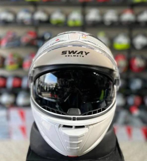 Sway Xbyc 917 Full Face Çene Açılır Güneş Vizörlü Motosiklet Kaskı XL Beden Beyaz - 6