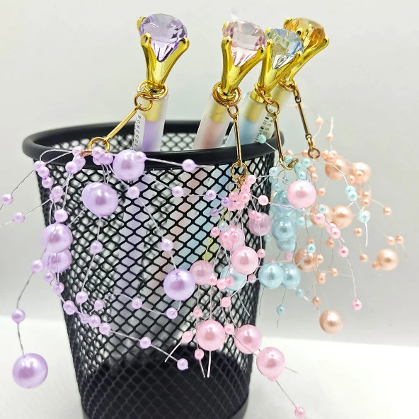 Elmas İncili Boncuklu 0.7 Versatil Kalem, Uçlu Kalem 1 Adet - Sarı - Resim 2