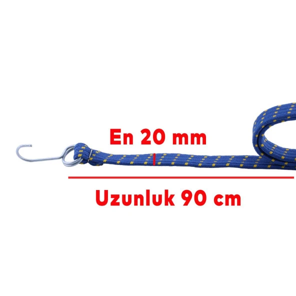 Oto Araç Araba Bagaj Lastiği Geniş Kancalı Bisiklet Sabitleme Yük Taşıma Lastik 20 mm x 90 cm - 2