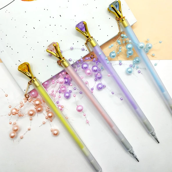 Elmas İncili Boncuklu 0.7 Versatil Kalem, Uçlu Kalem 1 Adet - Sarı - Resim 4